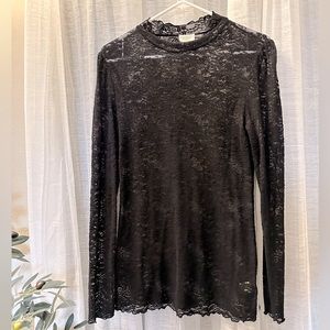 Free People Intimately Lace Turtleneck Top Stretch Size Large